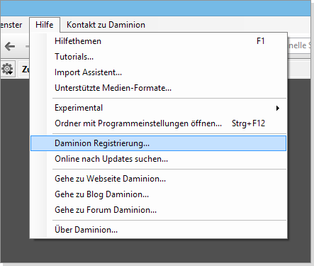 Daminion Registrierung