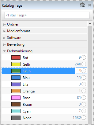 Farbmarkierung im Katalog Tags Panel hinzufügen