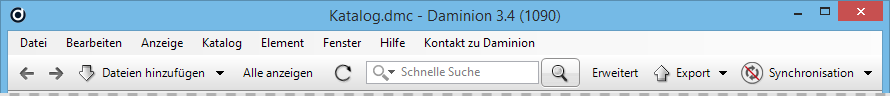 Daminion Menüleiste des Browsers