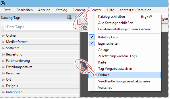 Zweiten Ordner Panel aufrufen