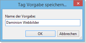 Tag Vorgaben speichern im Katalog Tags Panel